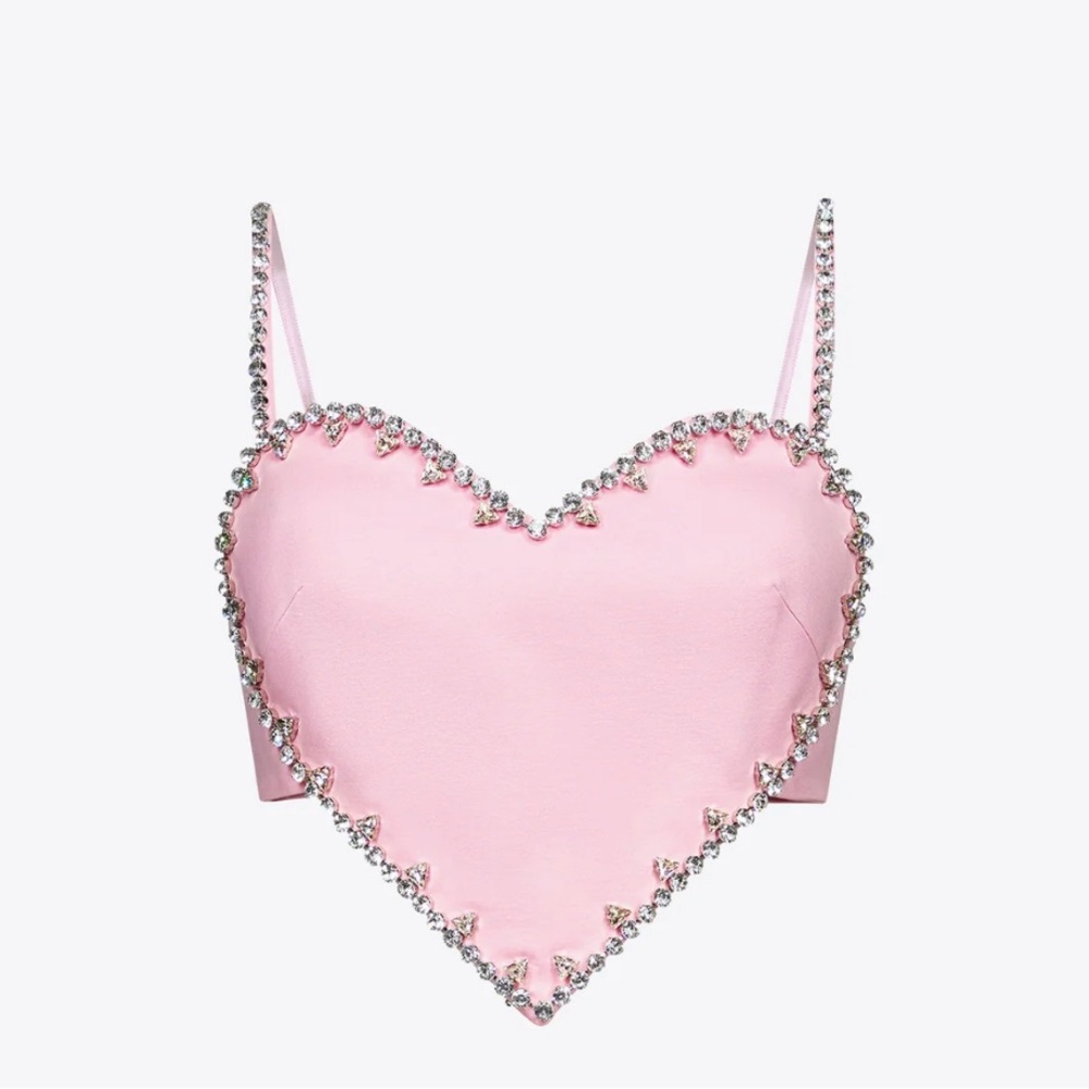 AREA CRYSTAL TRIM HEART TOP Sz Large NWT